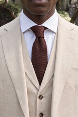 Cravatta da uomo in poliestere a maglia color bordeaux