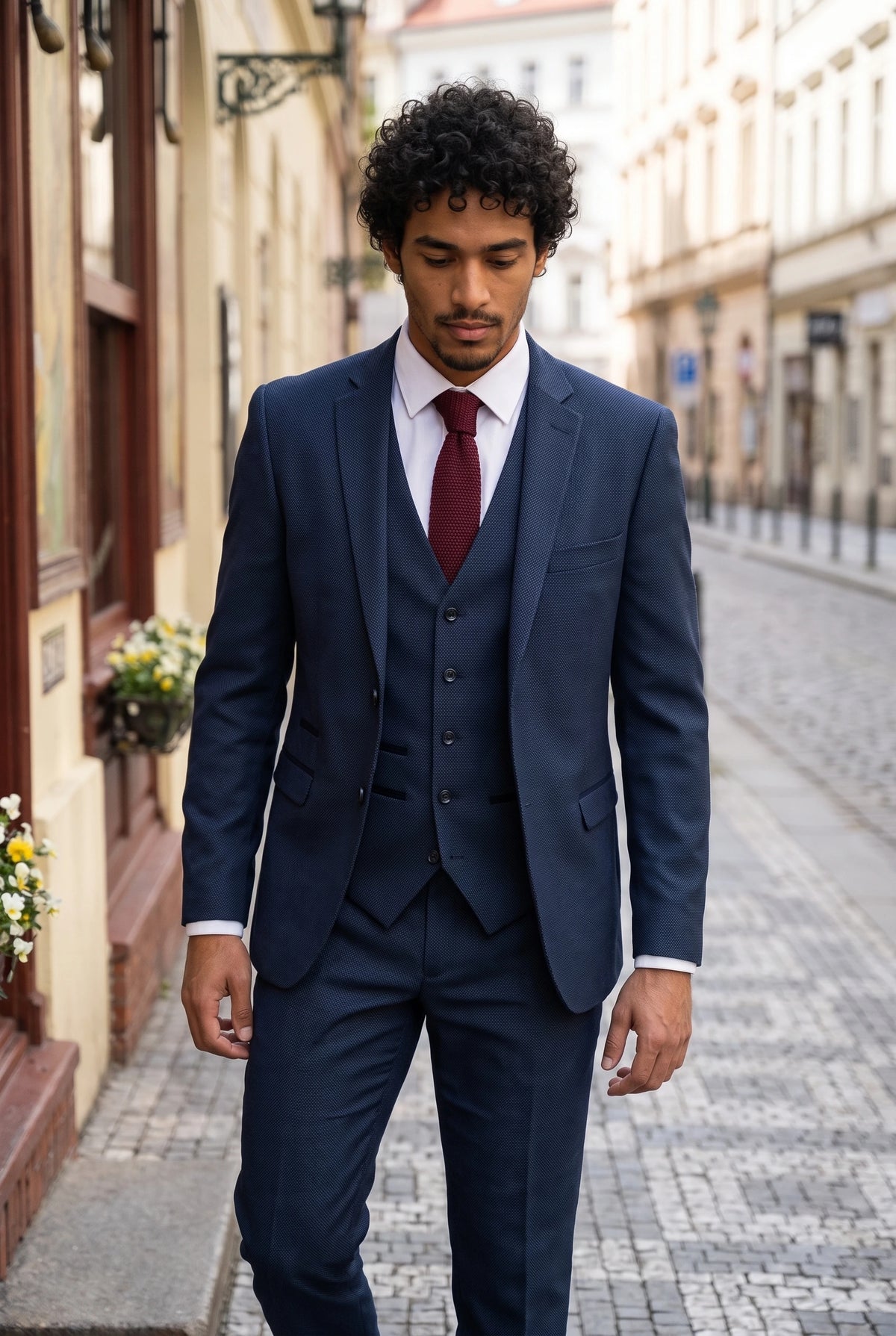 Cravatta da uomo in maglia bordeaux