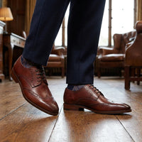 Scarpe stringate brogue classiche da uomo in pelle bordeaux
