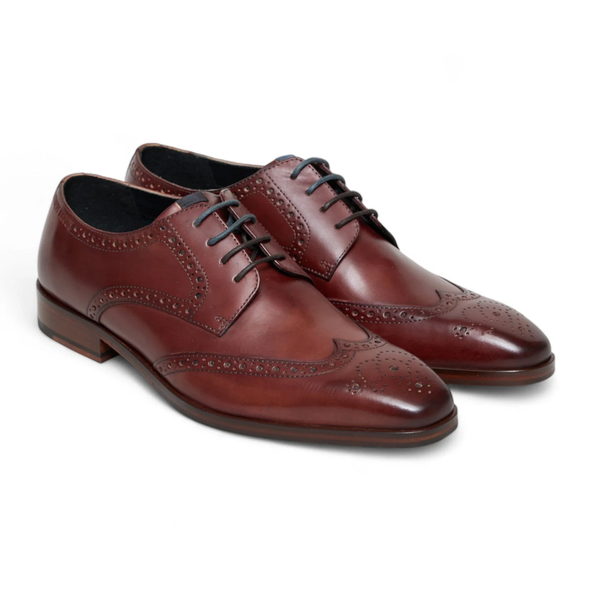 Scarpe stringate brogue classiche da uomo in pelle bordeaux