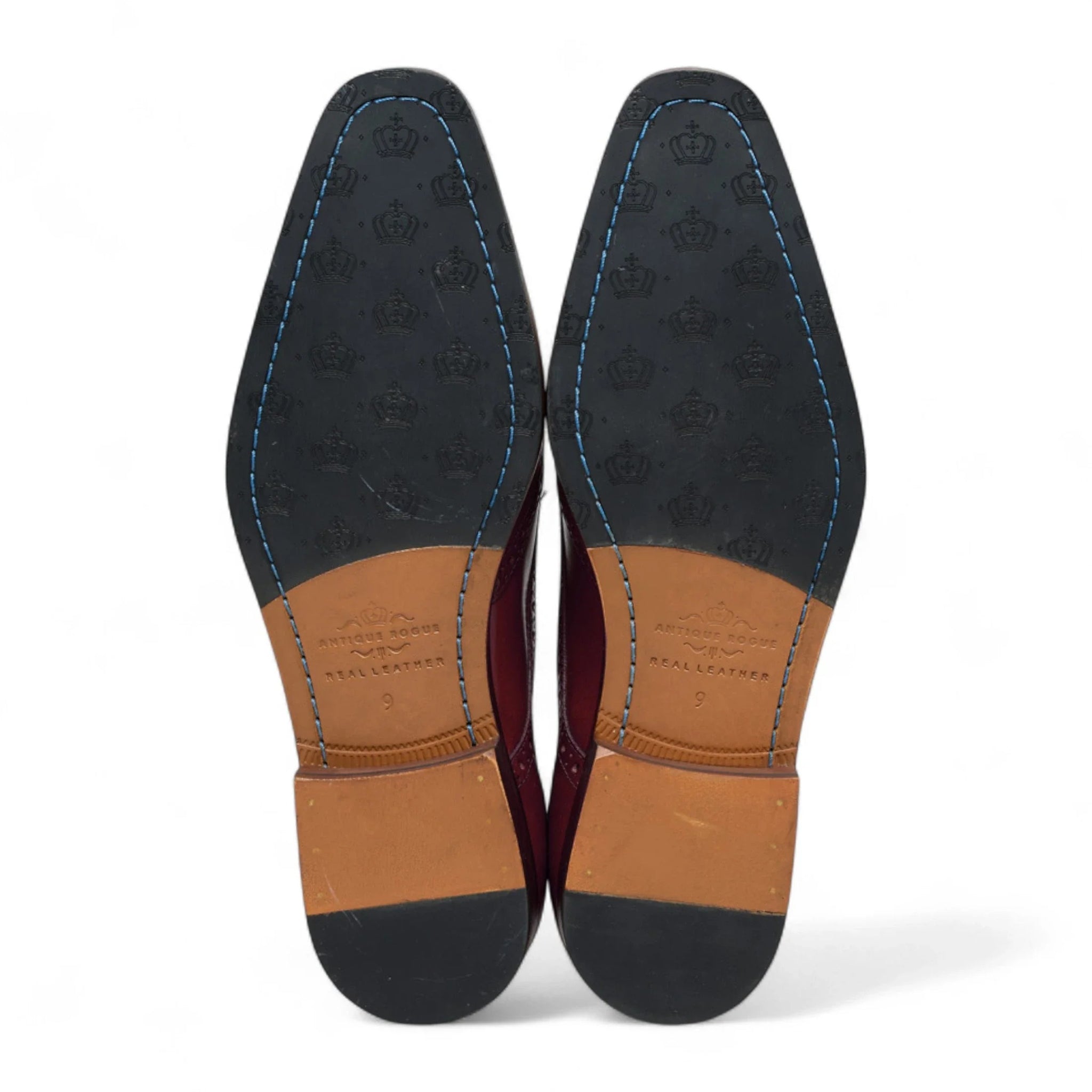 Scarpe stringate brogue classiche da uomo in pelle bordeaux