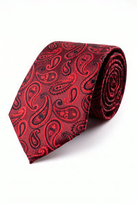 Cravatta da uomo bordeaux con motivo paisley