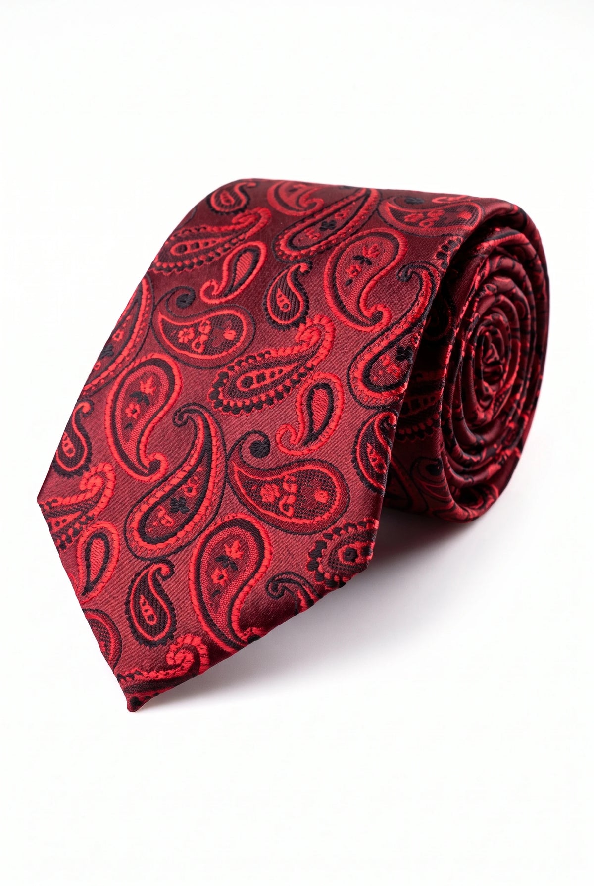 Cravatta da uomo bordeaux con motivo paisley