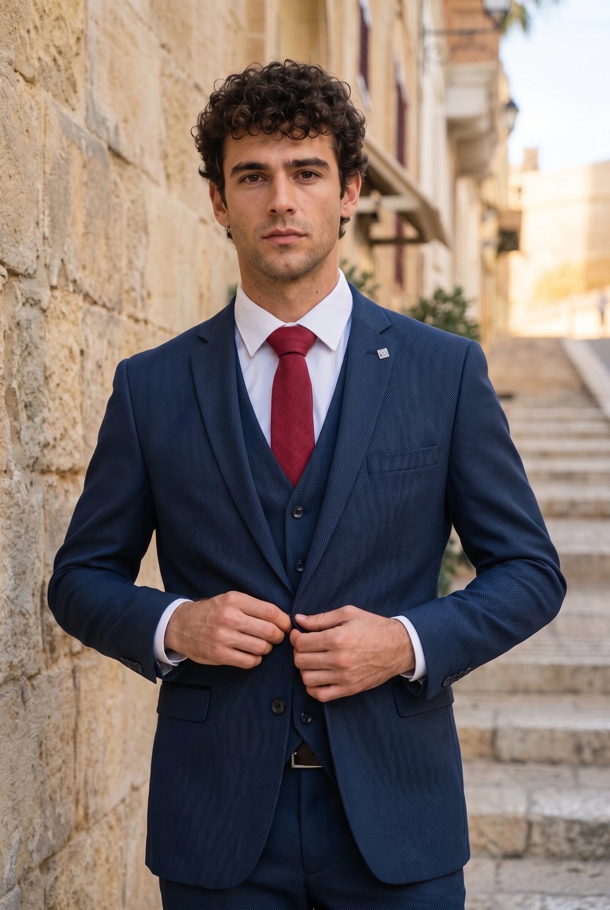 Cravatta da uomo in pelle scamosciata color bordeaux