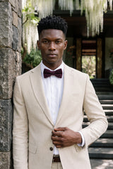 Papillon da uomo in misto lana tweed bordeaux