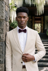 Papillon da uomo in misto lana tweed bordeaux