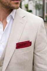 Fazzoletto da taschino da uomo in misto lana tweed bordeaux