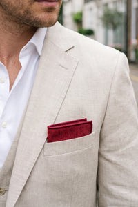 Fazzoletto da taschino da uomo in misto lana tweed bordeaux