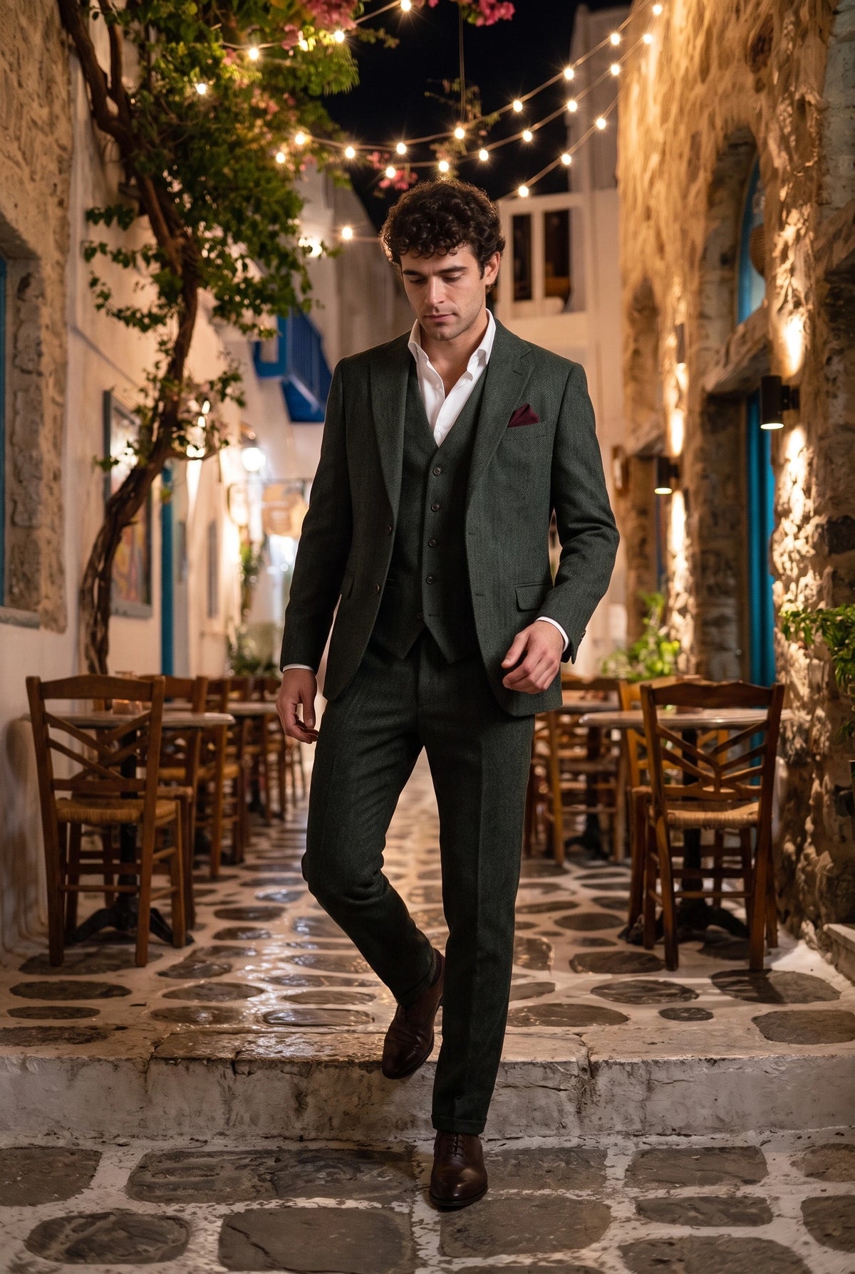 Fazzoletto da taschino da uomo in misto lana tweed bordeaux