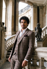 Fazzoletto da taschino da uomo in misto lana tweed bordeaux