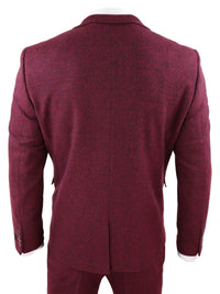 Mens Burgundy Wine Tweed 3 Piece Suit - STZ17