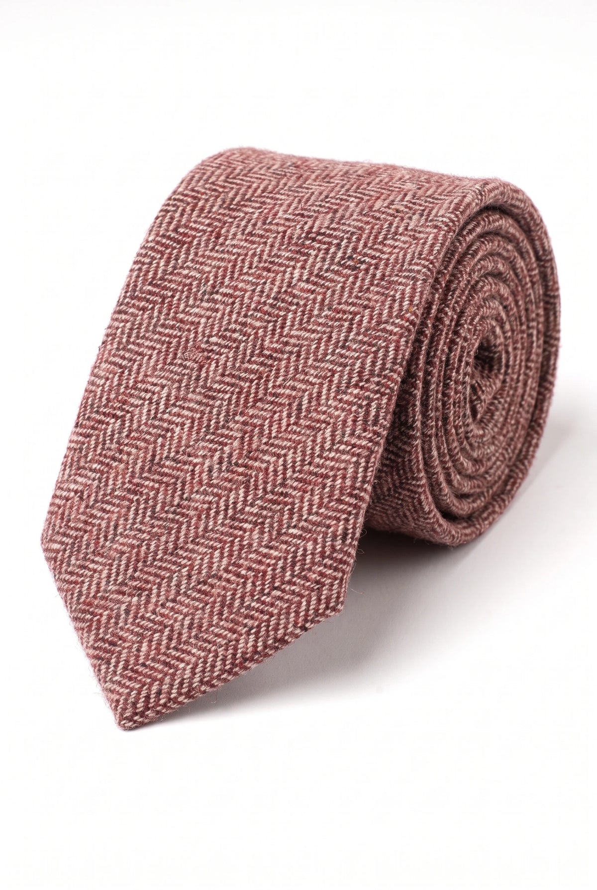 Cravatta da uomo in tweed di misto lana bordeaux