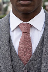 Cravatta da uomo in tweed di misto lana bordeaux