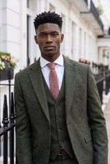 Cravatta da uomo in tweed di misto lana bordeaux