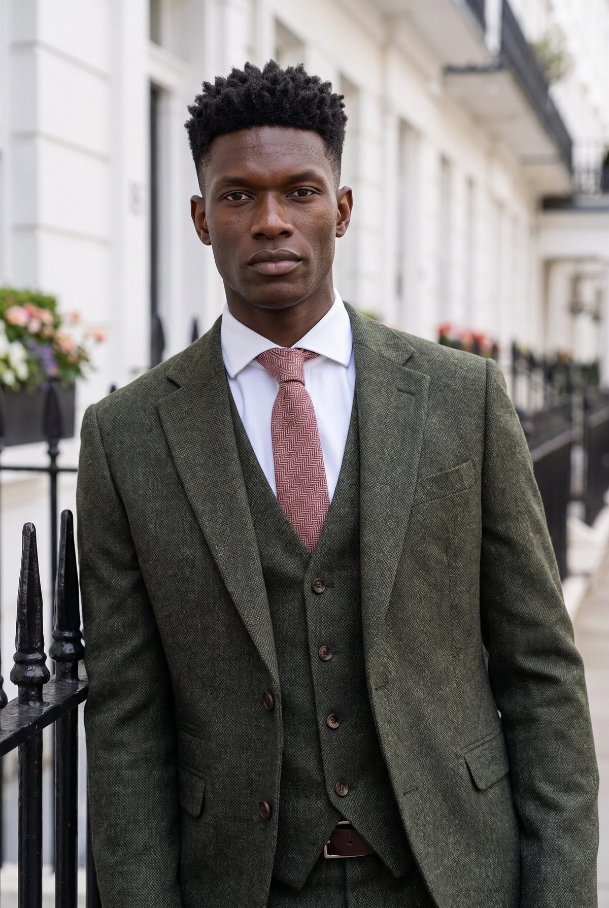 Cravatta da uomo in tweed di misto lana bordeaux