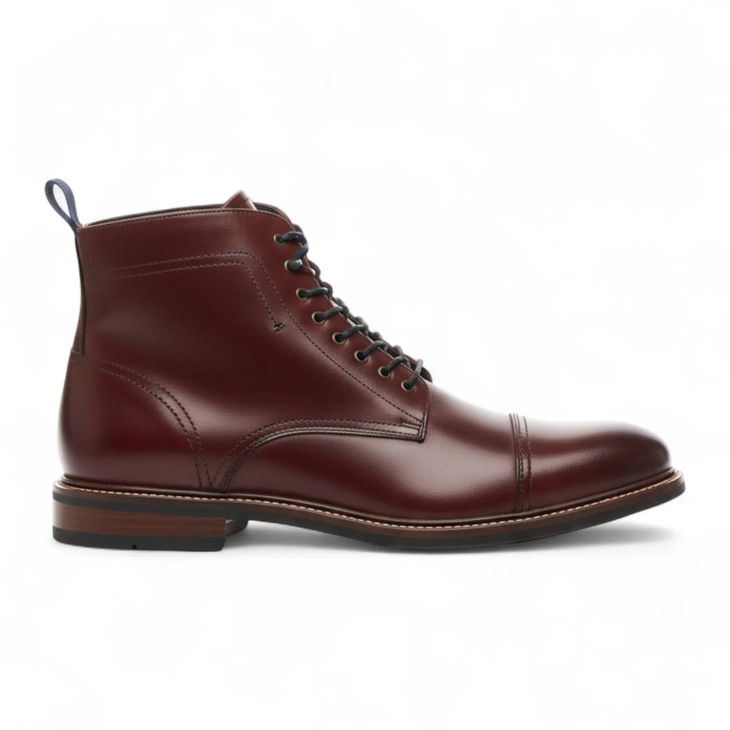 Stivaletti da uomo Balmoral in pelle bordeaux con puntale