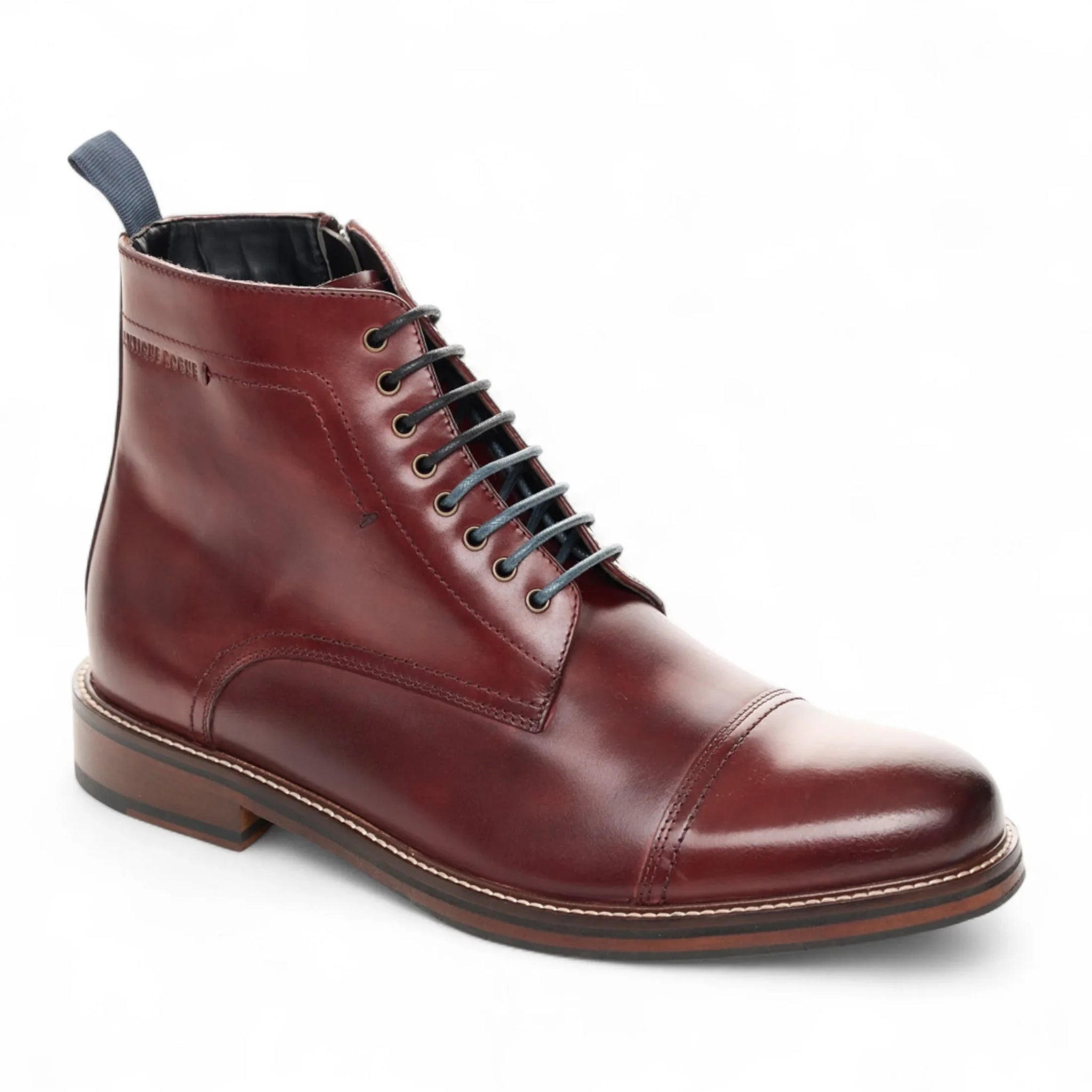 Stivaletti da uomo Balmoral in pelle bordeaux con puntale