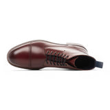 Stivaletti da uomo Balmoral in pelle bordeaux con puntale