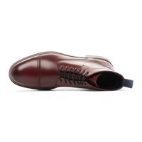 Stivaletti da uomo Balmoral in pelle bordeaux con puntale