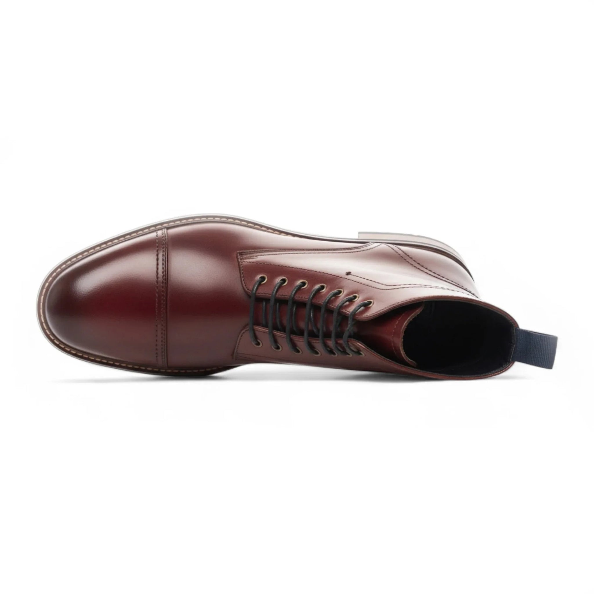 Stivaletti da uomo Balmoral in pelle bordeaux con puntale