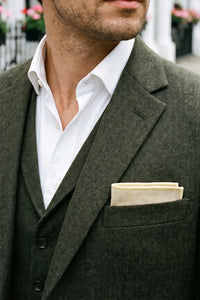 Fazzoletto da taschino da uomo in misto lana color champagne tweed