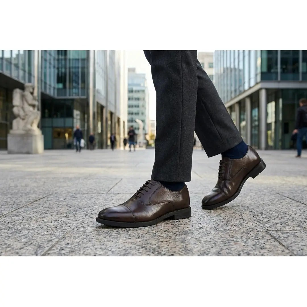 Scarpe stringate Oxford classiche da uomo con punta rinforzata