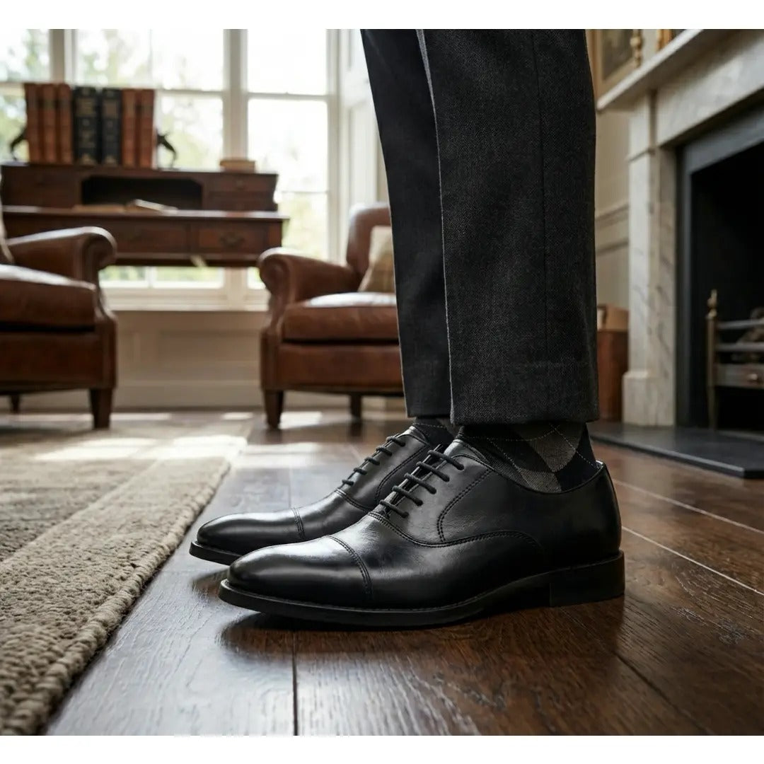 Scarpe stringate Oxford classiche da uomo con punta rinforzata