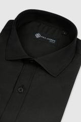 Camicia elegante da uomo classica con doppio polsino e colletto alla francese - Nera