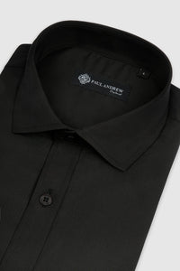 Camicia elegante da uomo classica con doppio polsino e colletto alla francese - Nera