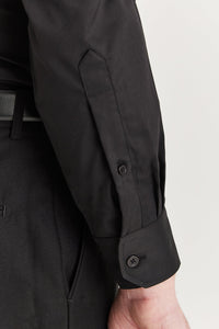 Camicia elegante da uomo classica con doppio polsino e colletto alla francese - Nera
