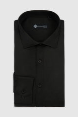Camicia elegante da uomo classica con doppio polsino e colletto alla francese - Nera