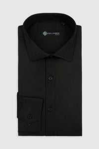 Camicia elegante da uomo classica con doppio polsino e colletto alla francese - Nera