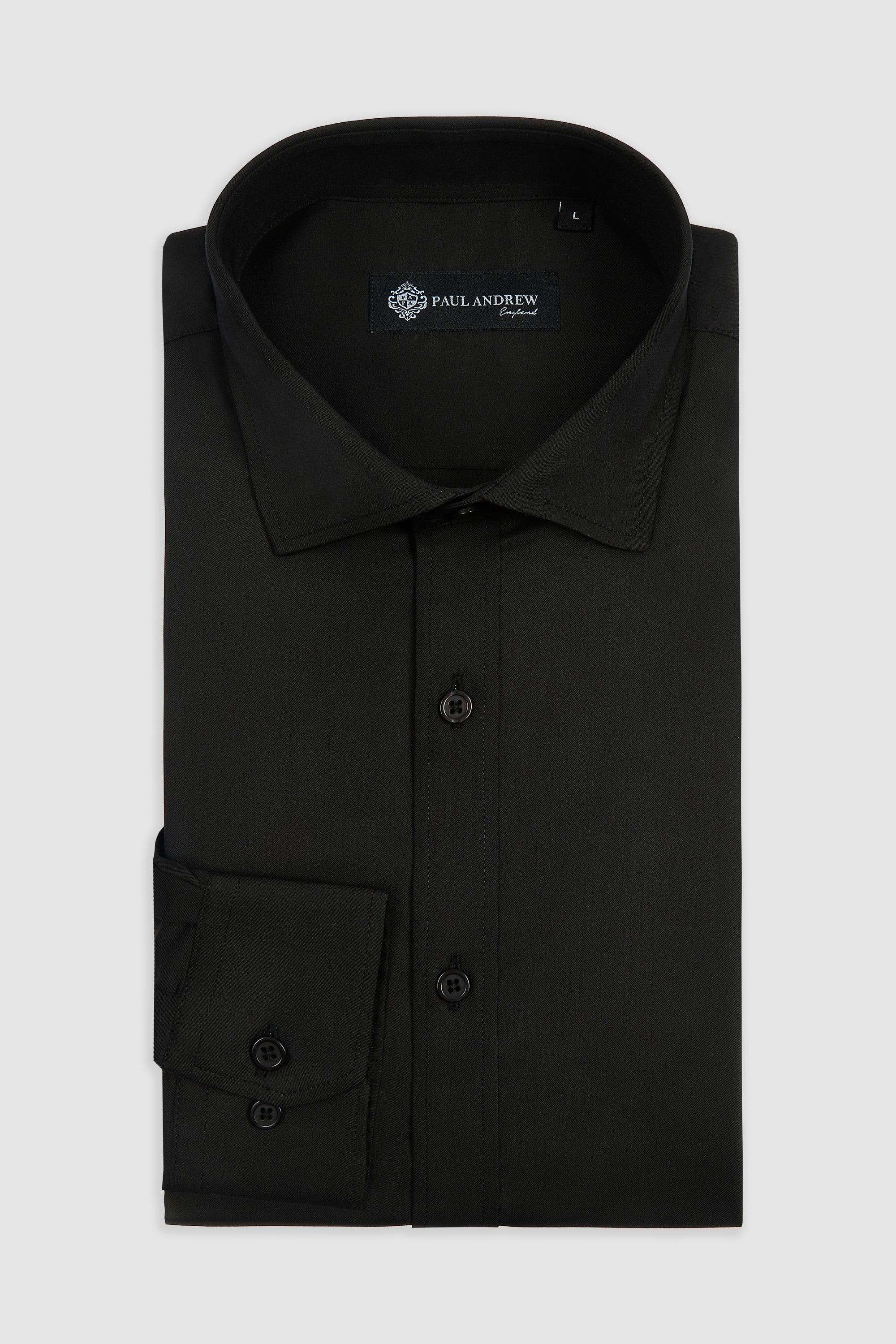 Camicia elegante da uomo classica con doppio polsino e colletto alla francese - Nera