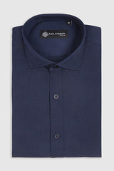 Camicia elegante da uomo classica con doppio polsino e colletto alla francese - Blu navy