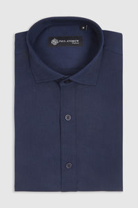 Camicia elegante da uomo classica con doppio polsino e colletto alla francese - Blu navy