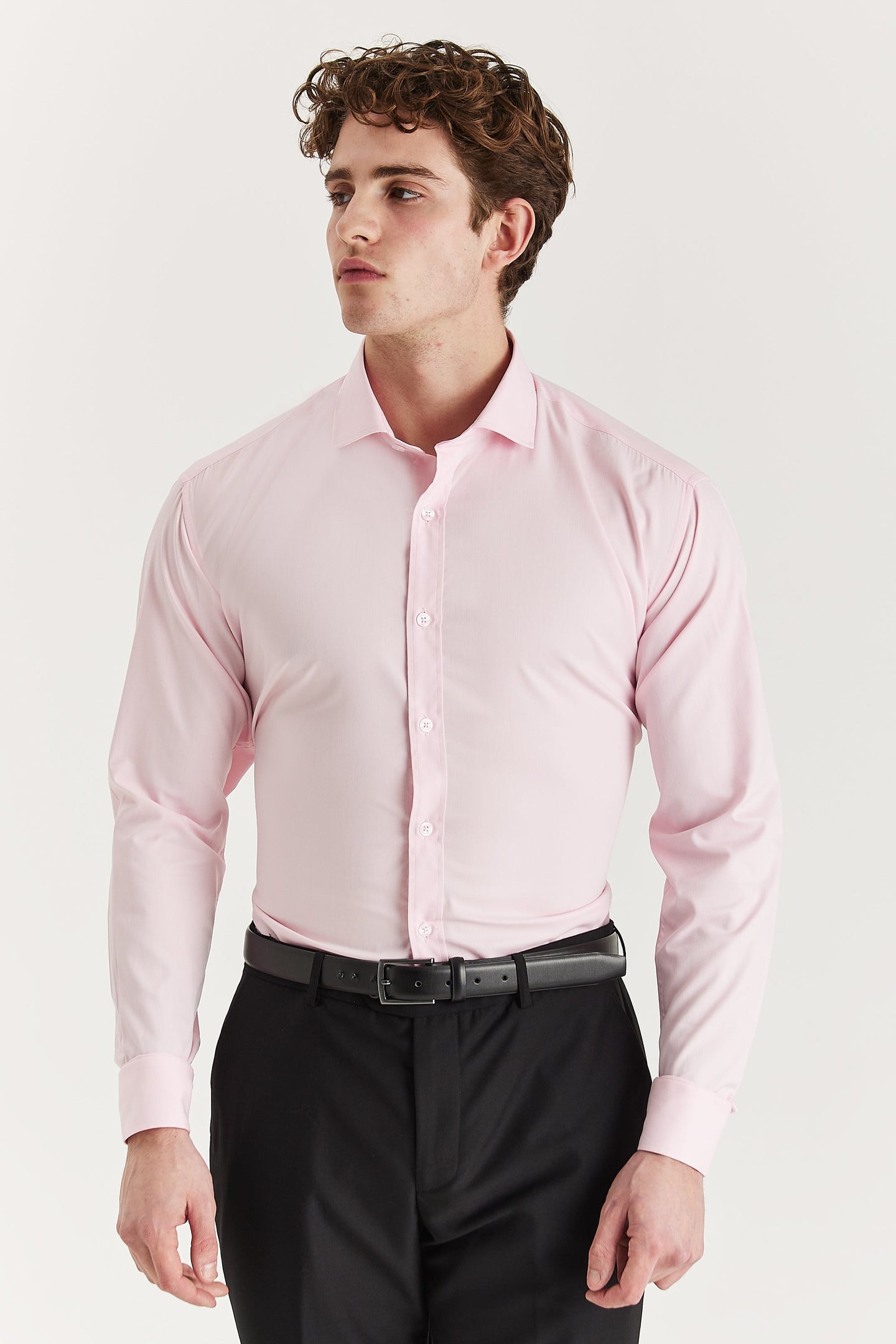 Camicia elegante da uomo classica con doppio polsino e colletto alla francese - Rosa