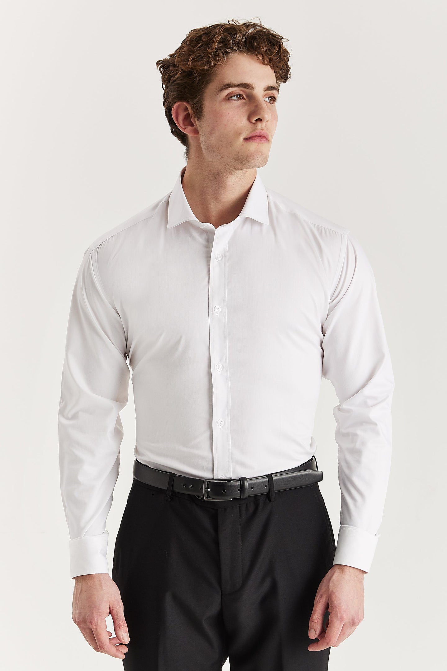 Camicia elegante da uomo classica con doppio polsino e colletto alla francese - Bianca