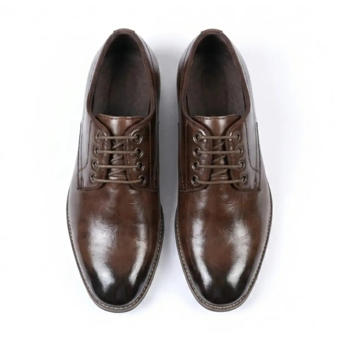 Scarpe Derby classiche da uomo con punta liscia e lacci.