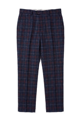 Kenneth - Pantaloni da uomo in tweed blu navy a quadri
