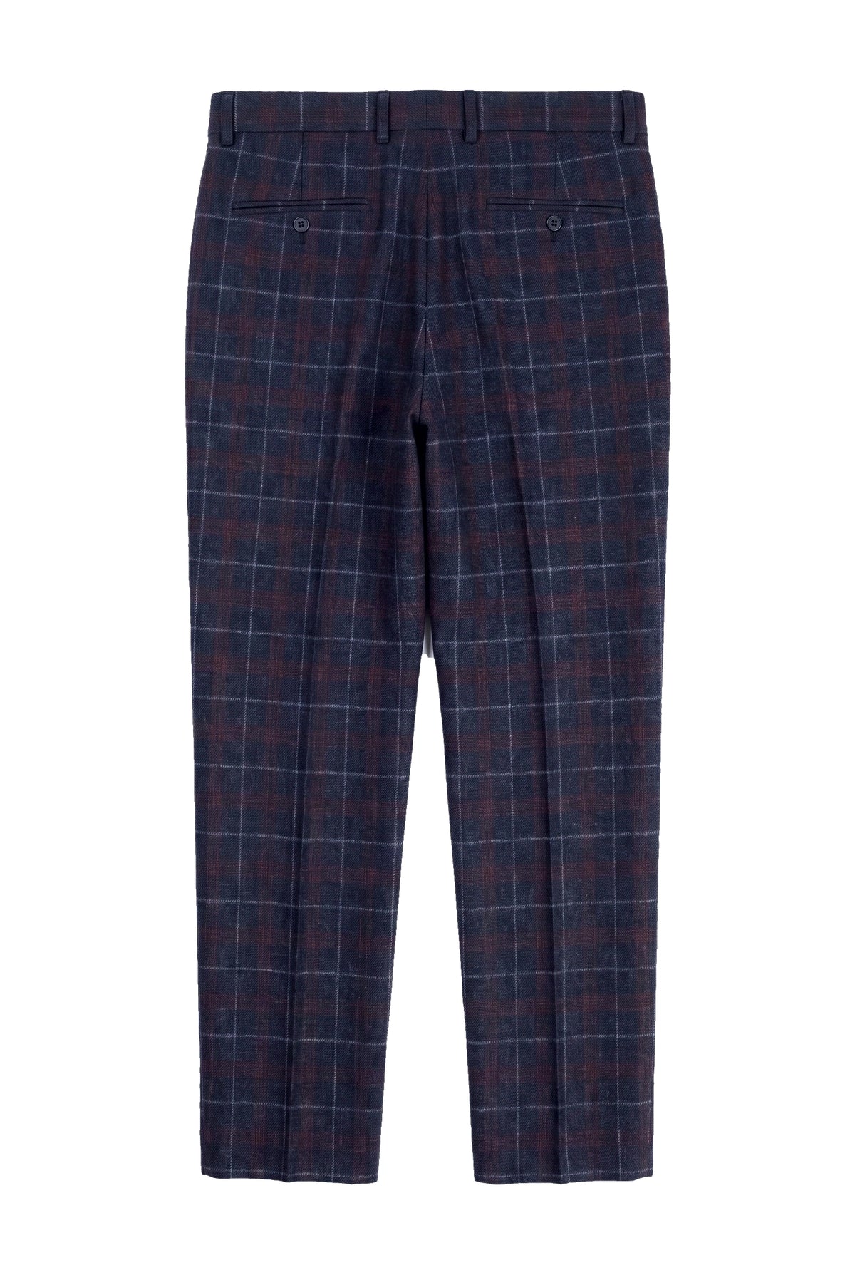 Rover - Pantaloni da uomo blu da sposa in tweed a quadri