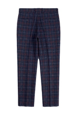Rover - Pantaloni da uomo blu da sposa in tweed a quadri