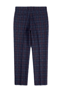 Rover - Pantaloni da uomo blu da sposa in tweed a quadri