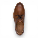 Scarpe Derby da uomo in pelle marrone cognac con punta liscia