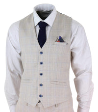 Mens Cream 3 Piece Wedding Suit - Cavani Caridi