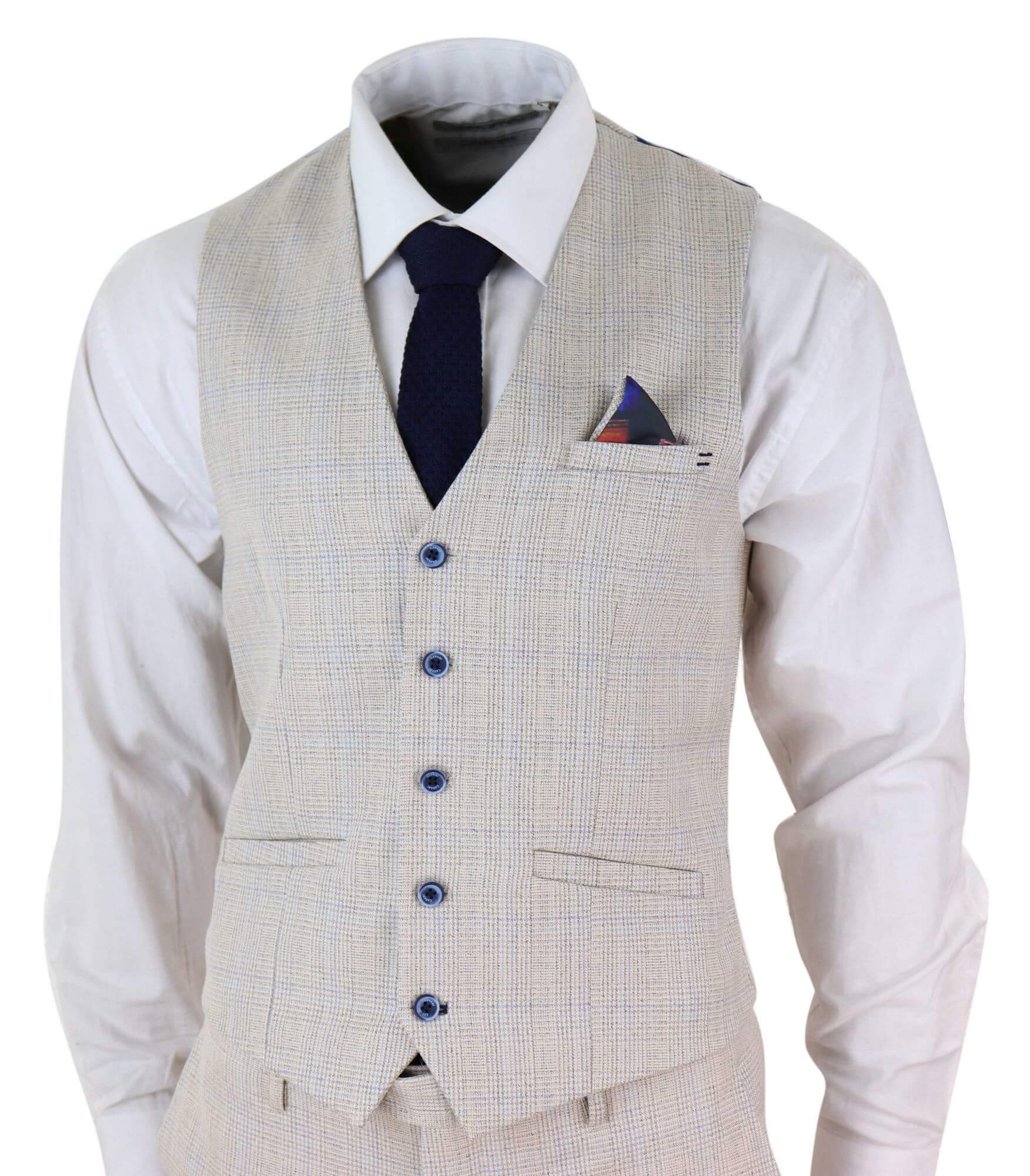 Mens Cream 3 Piece Wedding Suit - Cavani Caridi