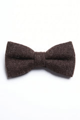 Papillon da uomo in misto lana tweed marrone scuro