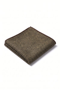 Fazzoletto da taschino da uomo in misto lana tweed marrone scuro