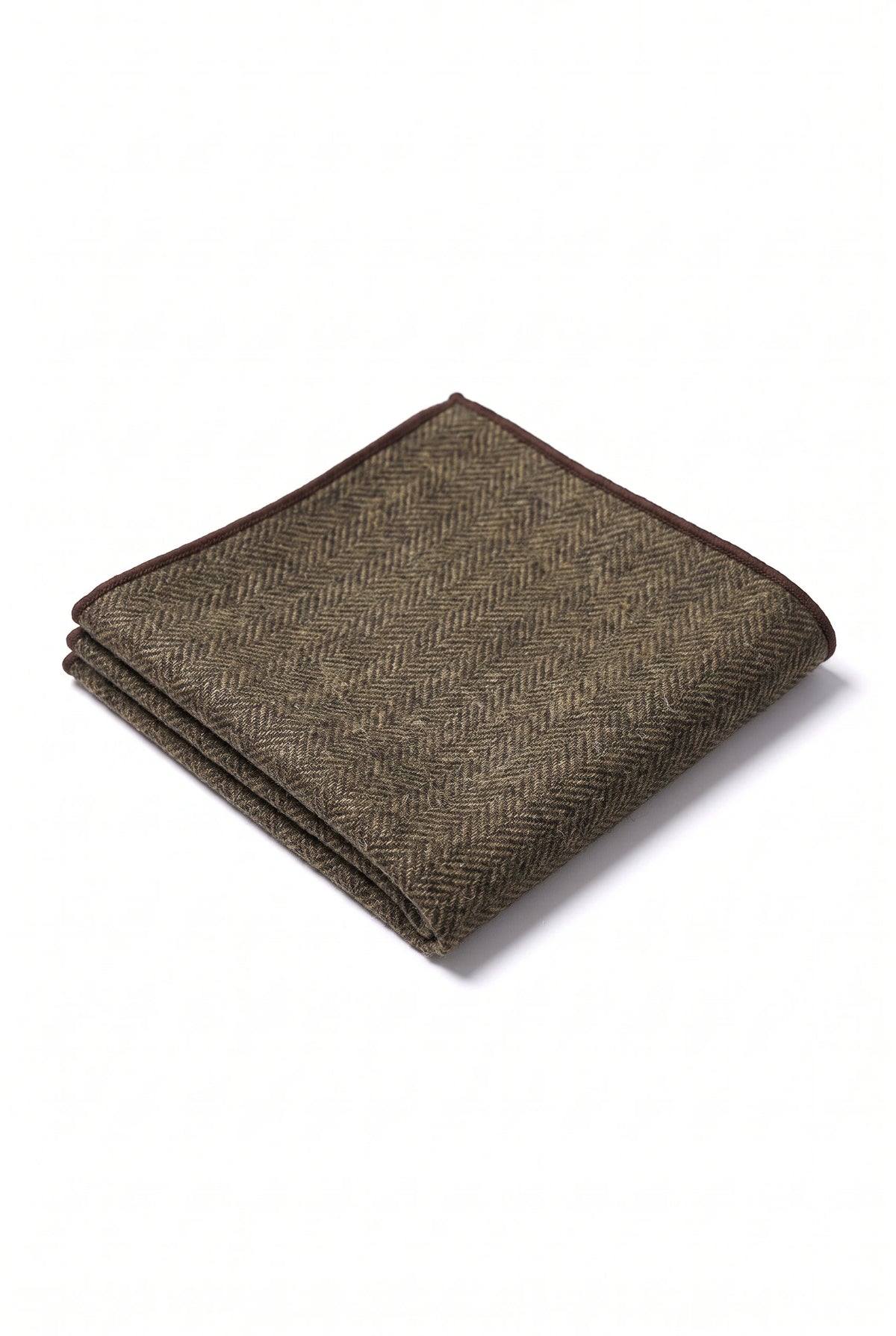 Fazzoletto da taschino da uomo in misto lana tweed marrone scuro
