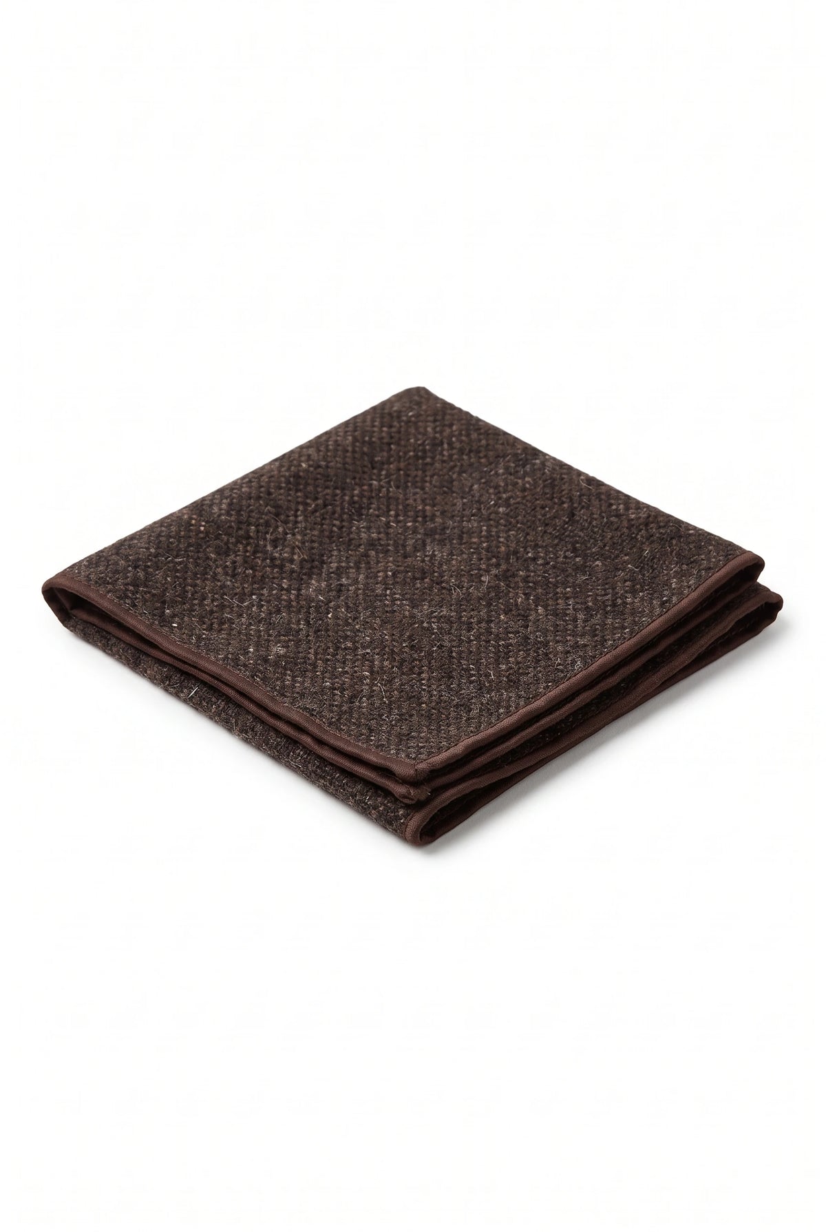 Fazzoletto da taschino da uomo in misto lana tweed marrone scuro