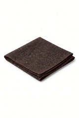 Fazzoletto da taschino da uomo in misto lana tweed marrone scuro